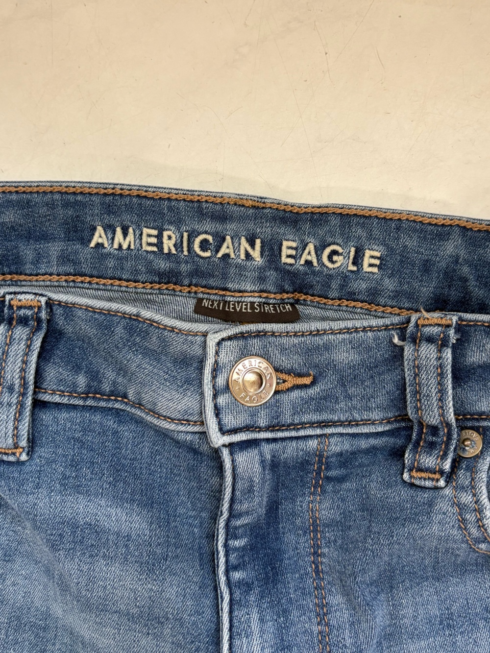American Eagle Size 12 Super Hi Rise Flare Jeans Medium Wash Western Denim - Picture 5 of 8